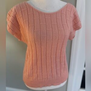 Vintage 1980s Andrea Lauren Made in the USA SS Knit Basket Weave Sweater Medium